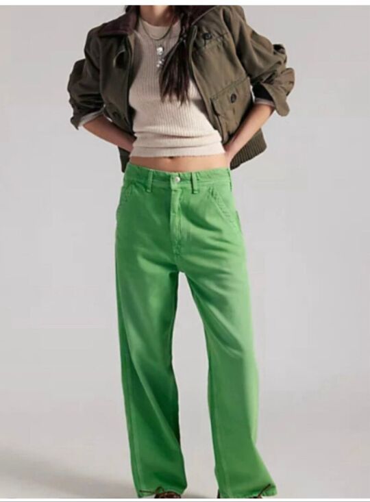 Free People Denim - FREE PEOPLE We The Free Green High Rise Carpenter Jeans Size 30